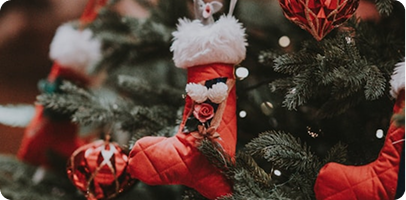 Holiday decorations being hung