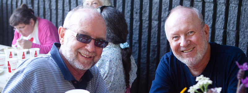 Clients enjoying food together